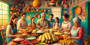 Avión de Papel, Hogar, familia mexicana, cocina, preparación de tamales, tradición.