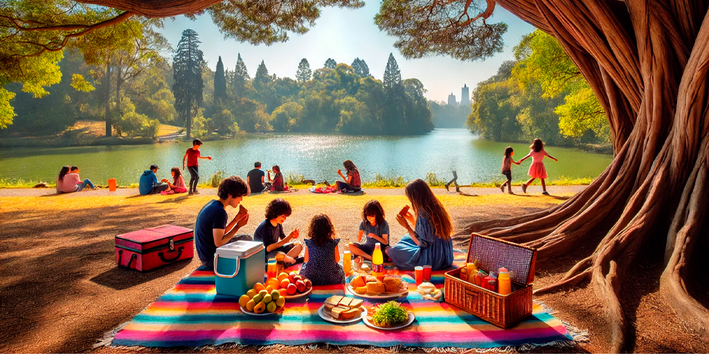 Avión de Papel, entretenimiento, familia en picnic, Bosque de Chapultepec, día soleado