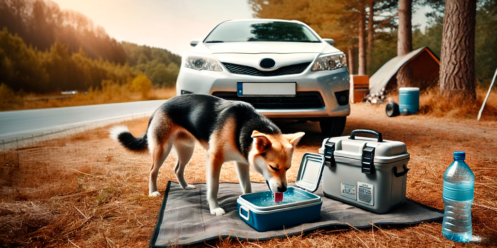 Avión de Papel, Lifestyle, perro bebiendo agua, viaje en auto, comodidad para mascotas, elementos esenciales