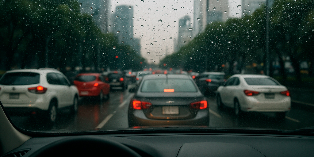 Avión de Papel, Noticias, manejar bajo lluvia, parabrisas mojado, seguridad vial, CDMX, automóvil